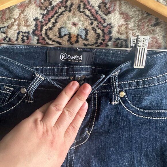 Rewash Women's Denim Dark Wash Embroidery Pockets Bootcut Leg Size 1 - Picture 13 of 16